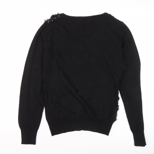 QED London Women's Black Floral Pullover Jumper, Size L