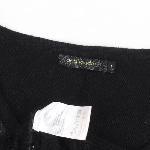 QED London Women's Black Floral Pullover Jumper, Size L