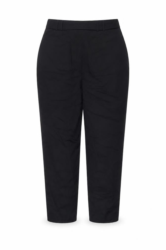 Front view of Ted Baker Women's Black Cotton Belted Trousers, size 4