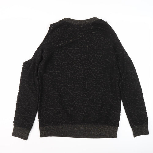 Next Women's Black Pullover Jumper, Size 8, Animal Print