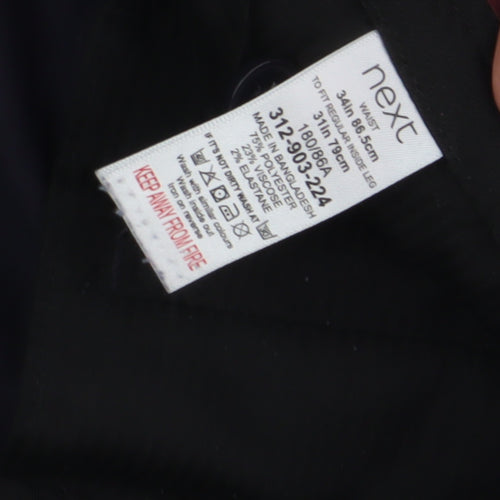 Next Men's Black Trousers, Size L, Button Closure