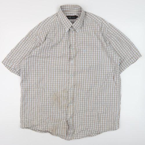 Farah Men's Beige Check Short Sleeve Shirt L