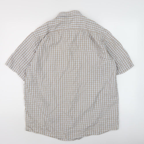 Farah Men's Beige Check Short Sleeve Shirt L