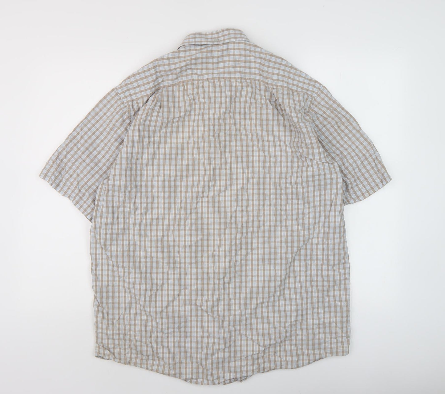 Farah Men's Beige Check Short Sleeve Shirt L