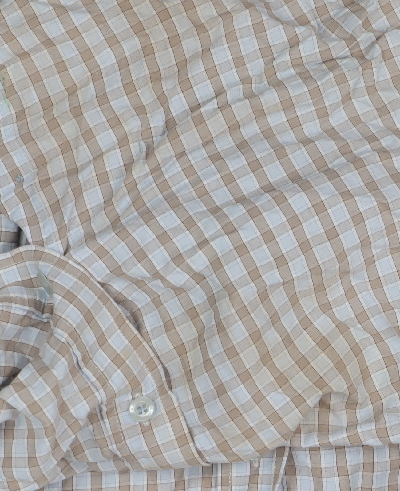 Farah Men's Beige Check Short Sleeve Shirt L