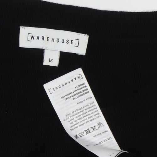 Warehouse Women’s Black Pullover Jumper, Size 16, Boat Neck