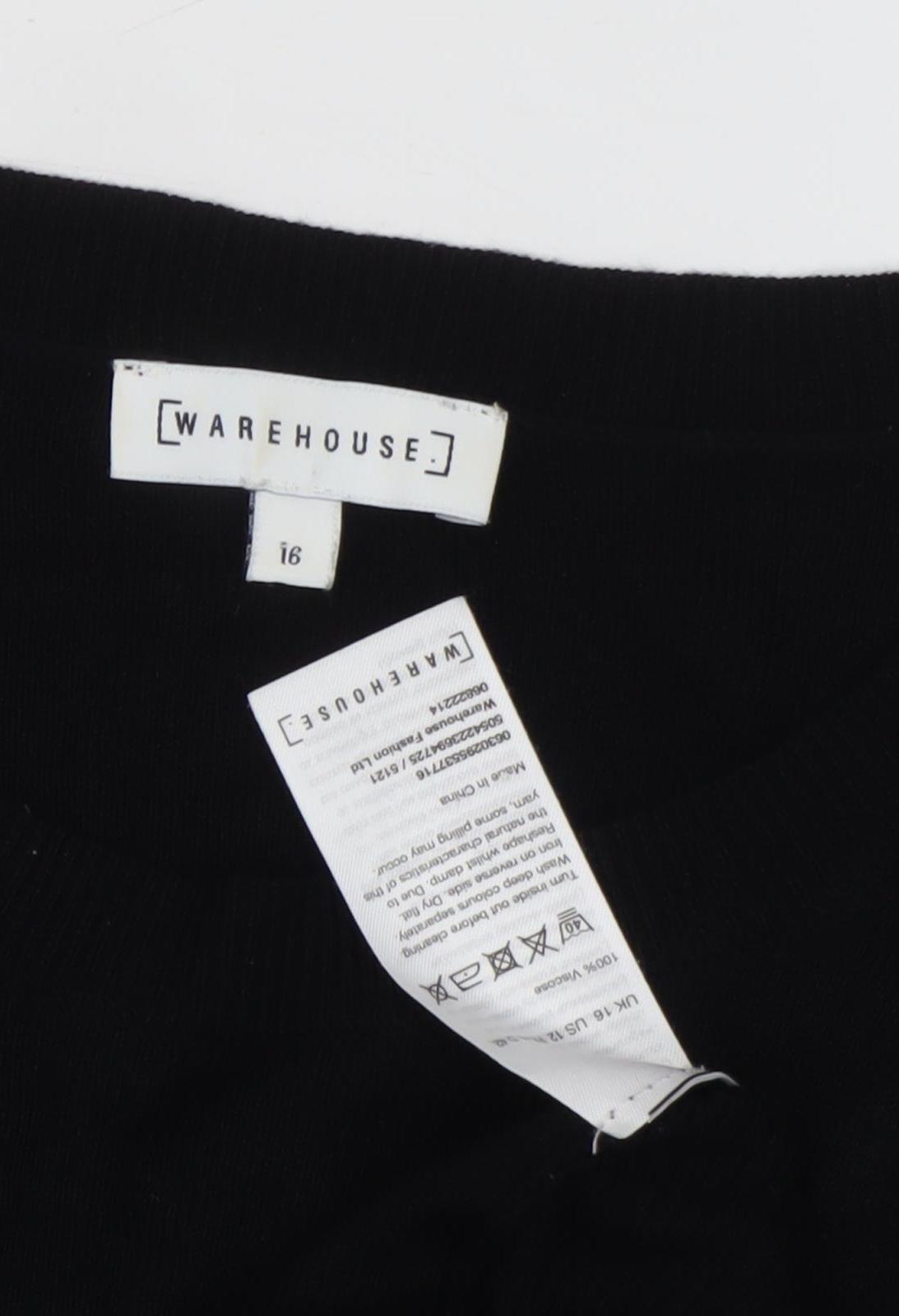 Warehouse Women’s Black Pullover Jumper, Size 16, Boat Neck