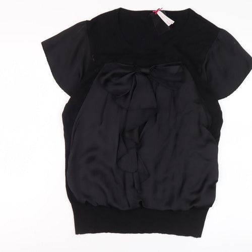 Next Women's Black Blouse with Bow Accent Size 16