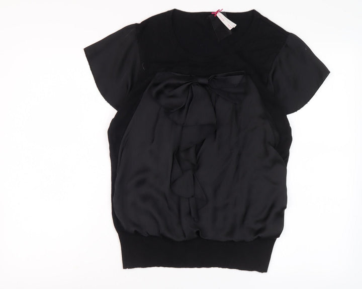 Next Women's Black Blouse with Bow Accent Size 16