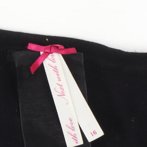 Next Women's Black Blouse with Bow Accent Size 16