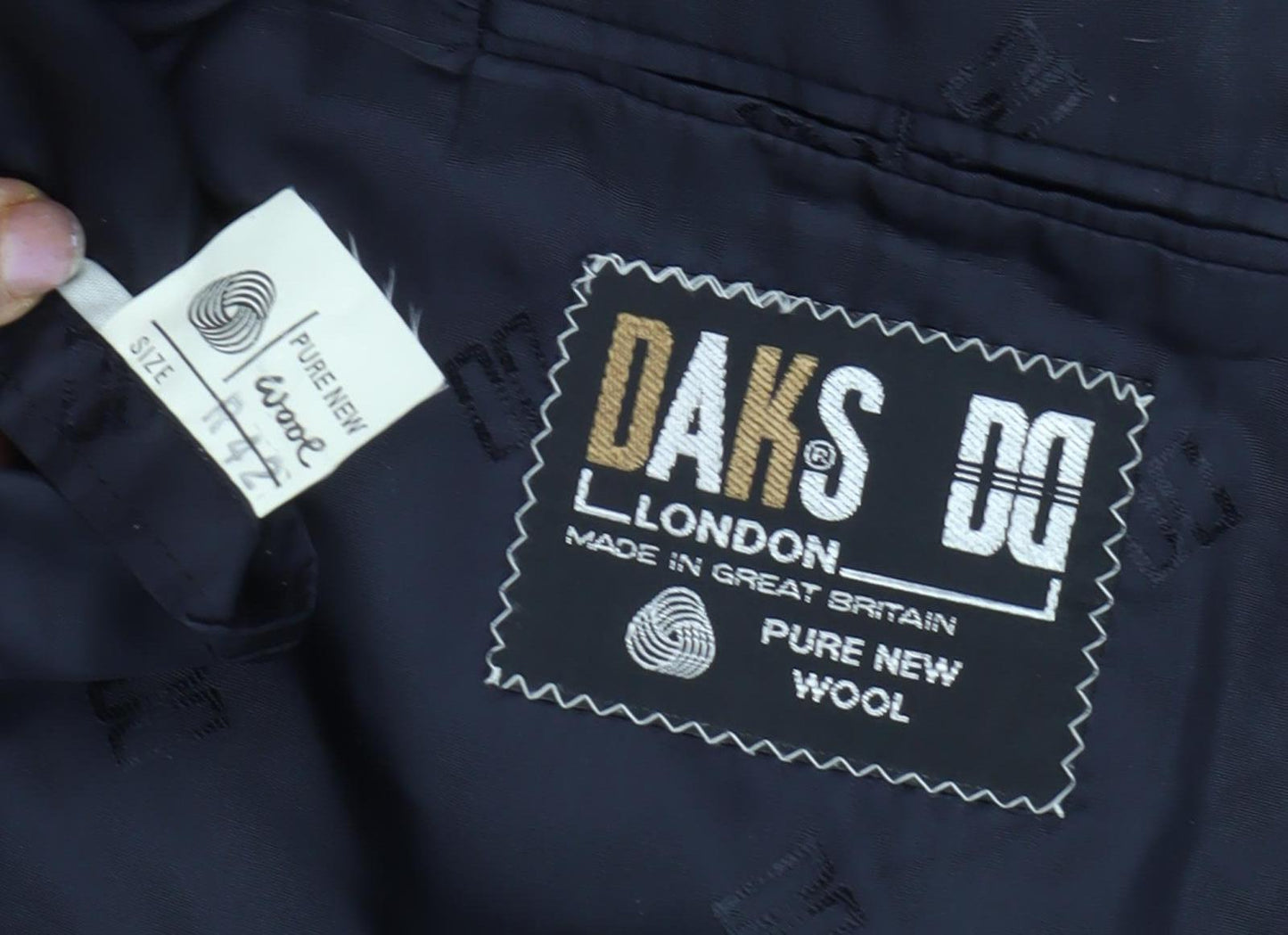 DAKS Men's Blue Wool Blazer, 42R Formal Jacket