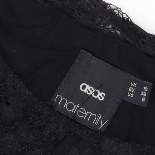 ASOS Black Maternity Lace Dress, Size 10, 3/4 Sleeve