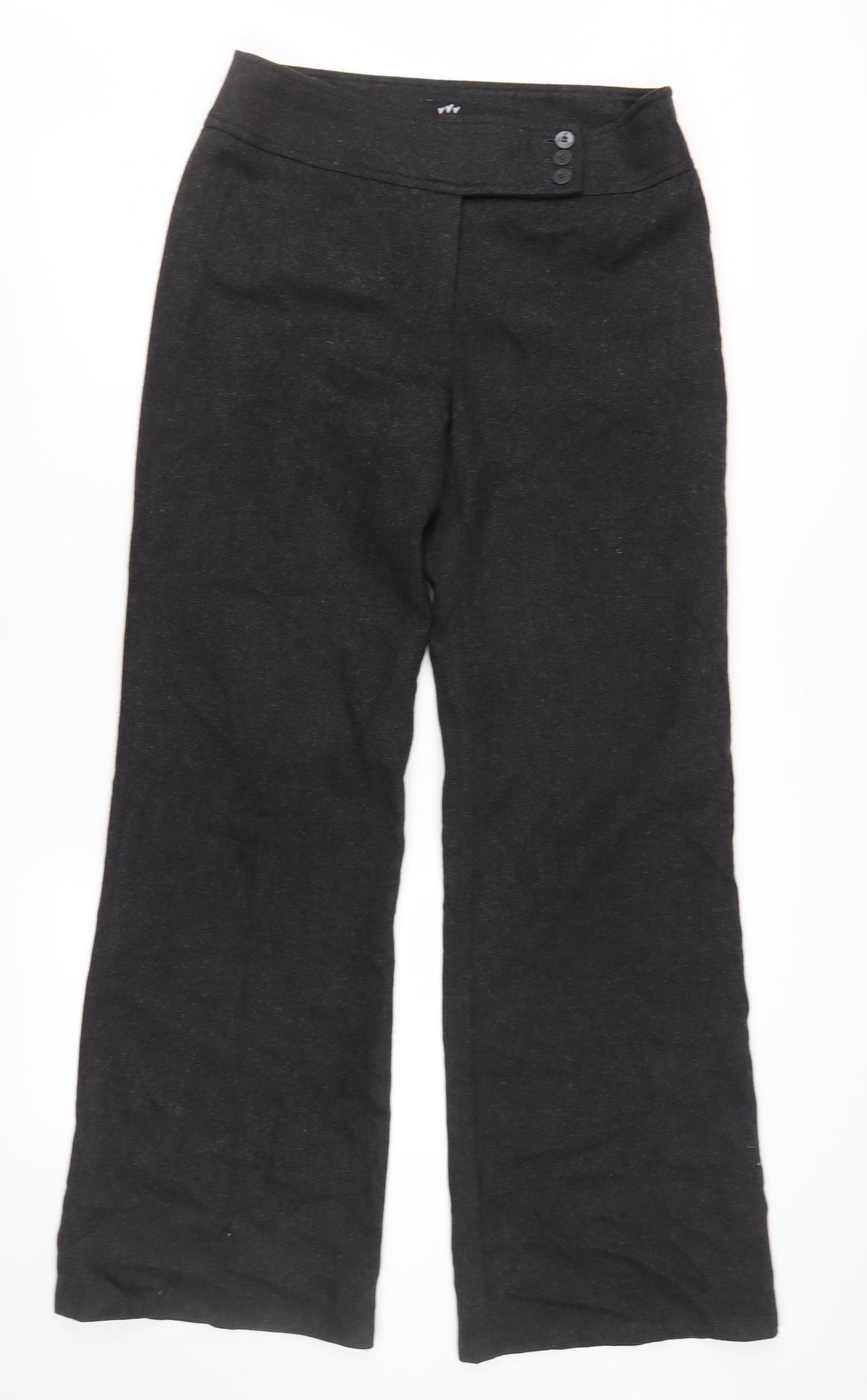Per Una Women's Black Wool Blend Straight Trousers, Size 12