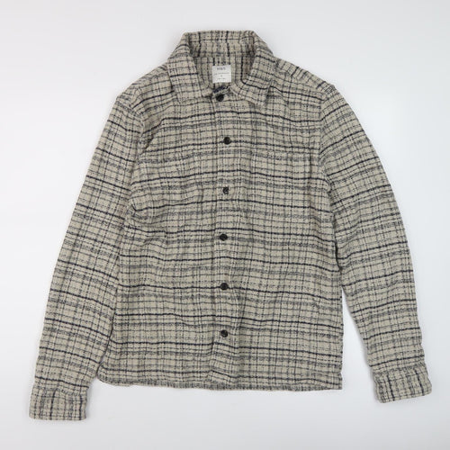 Marks and Spencer Beige Check Men's Long Sleeve Shirt