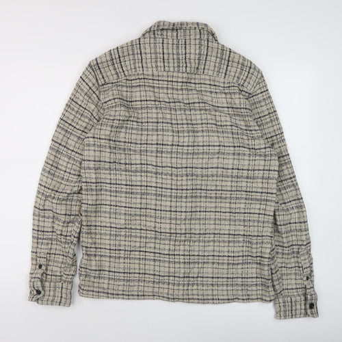 Marks and Spencer Beige Check Men's Long Sleeve Shirt