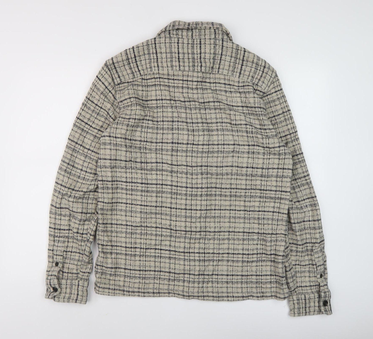 Marks and Spencer Beige Check Men's Long Sleeve Shirt