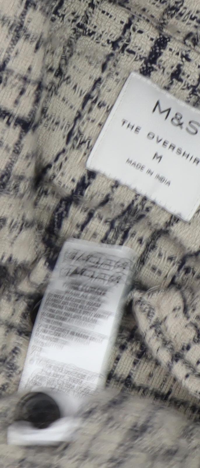 Marks and Spencer Beige Check Men's Long Sleeve Shirt