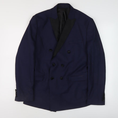 Selected Homme Men's Blue Double-Breasted Blazer 40R