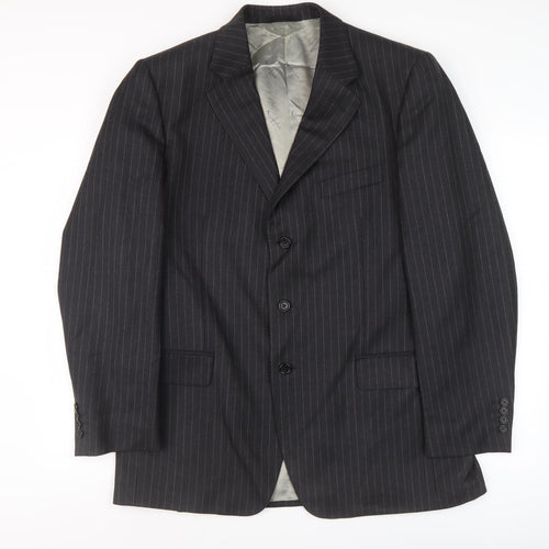 Aquascutum Men's Black Striped Blazer - Size 44R Formal
