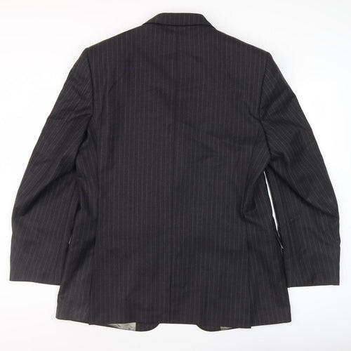 Aquascutum Men's Black Striped Blazer - Size 44R Formal