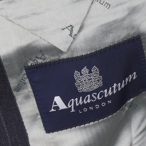 Aquascutum Men's Black Striped Blazer - Size 44R Formal