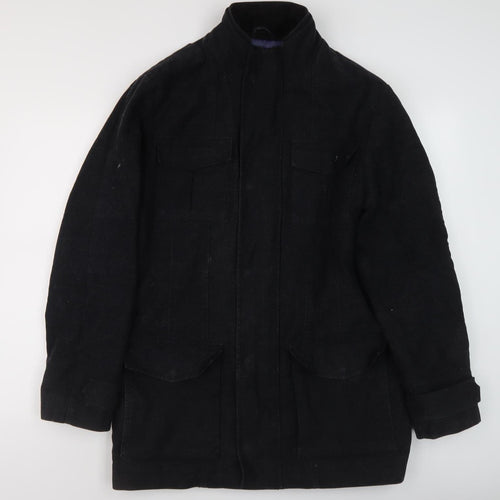 Thomas Nash Men's Black Coat, Stand-Up Collar, M