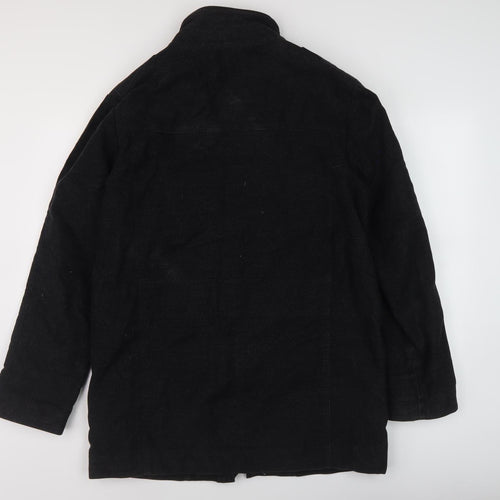 Thomas Nash Men's Black Coat, Stand-Up Collar, M