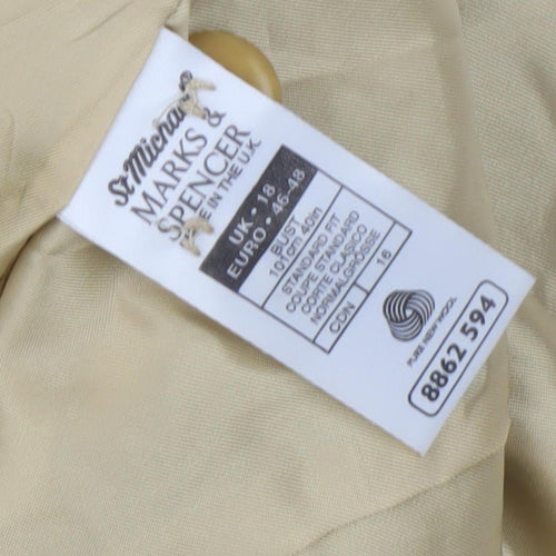 Marks & Spencer Women's Beige Wool Coat Size 18