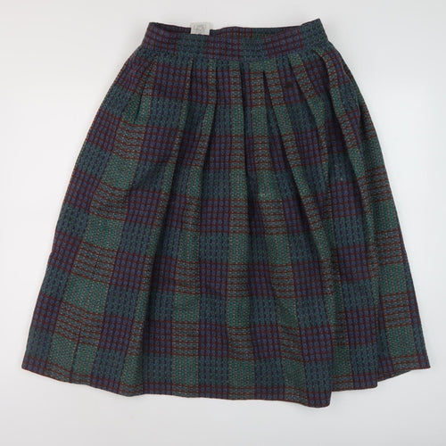 St Michael Women's Multicoloured Pleated Wool Skirt, Size 16