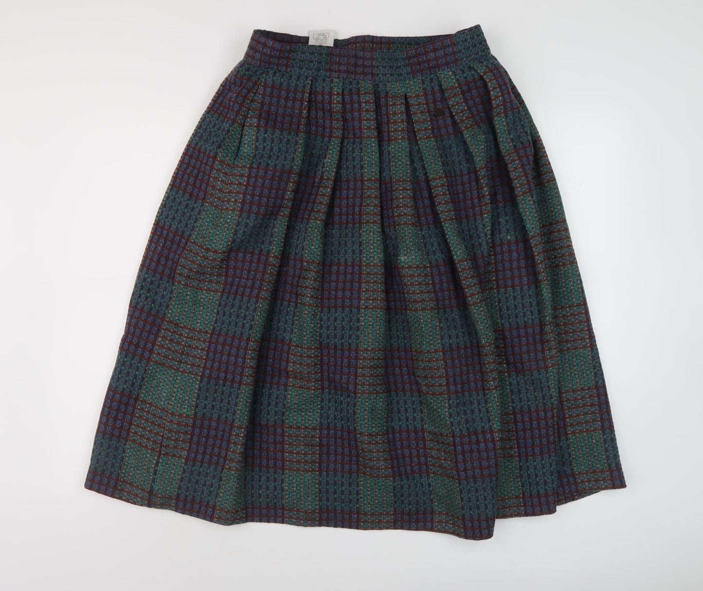 St Michael Women's Multicoloured Pleated Wool Skirt, Size 16