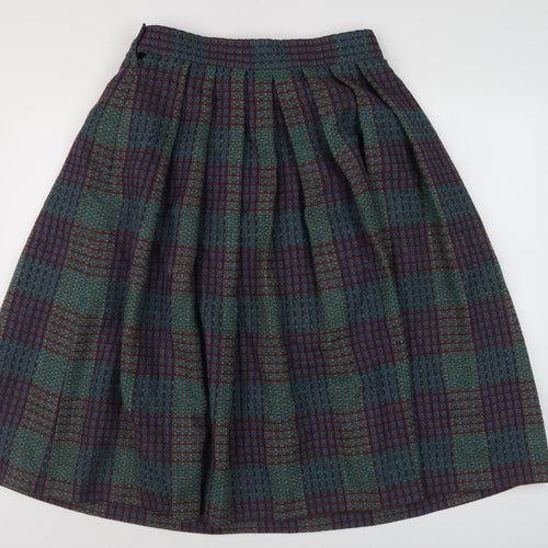 St Michael Women's Multicoloured Pleated Wool Skirt, Size 16