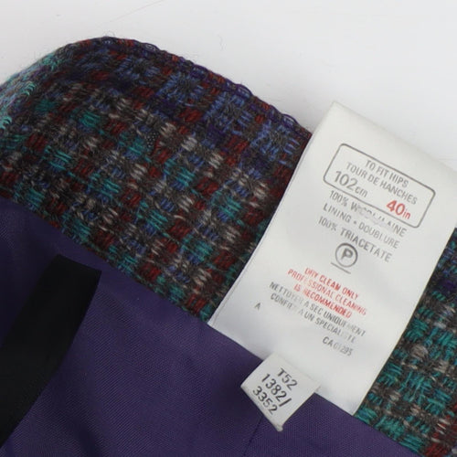 St Michael Women's Multicoloured Pleated Wool Skirt, Size 16