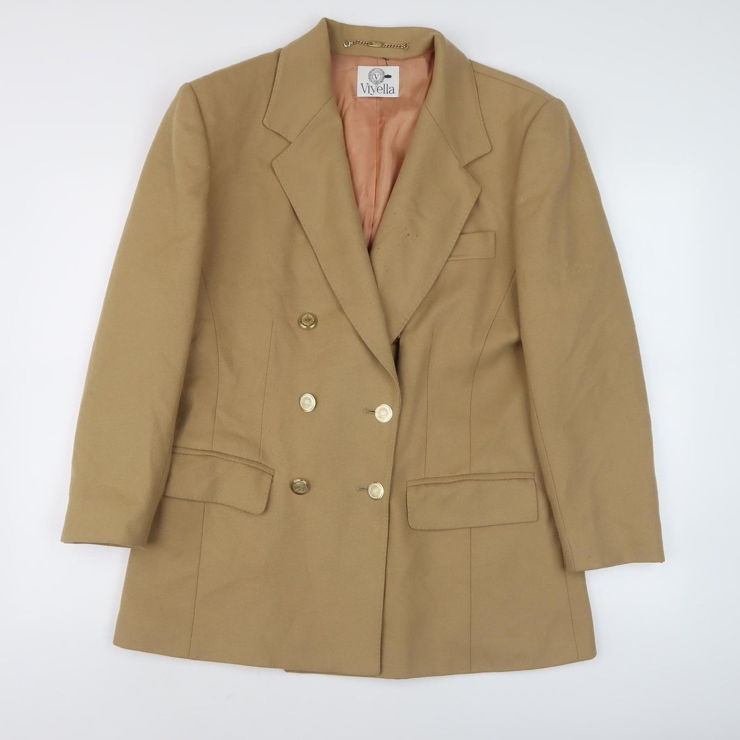 Viyella Women's Beige Wool Blazer, Size 14