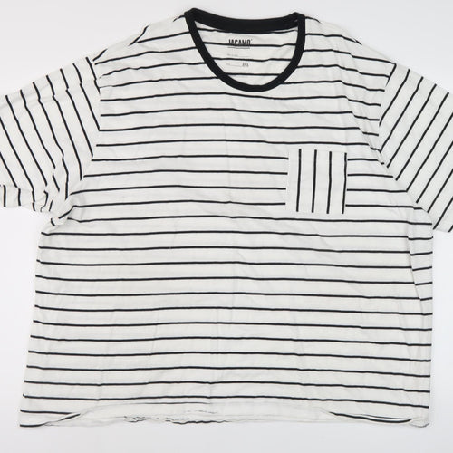 Jacamo Men's White Striped 2XL Cotton T-Shirt