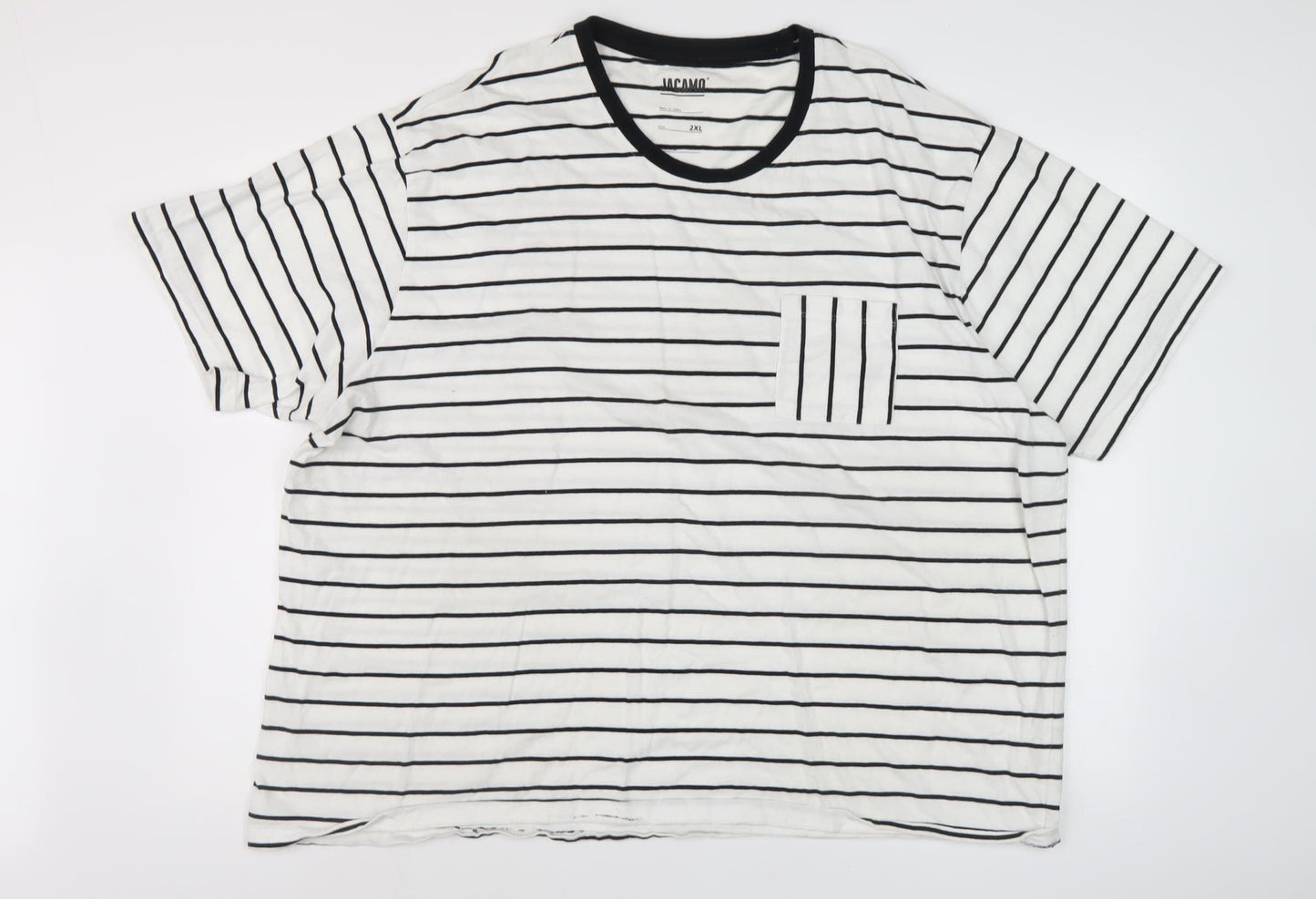 Jacamo Men's White Striped 2XL Cotton T-Shirt