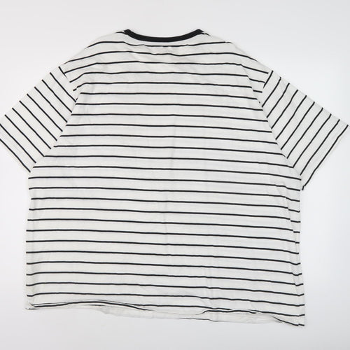 Jacamo Men's White Striped 2XL Cotton T-Shirt