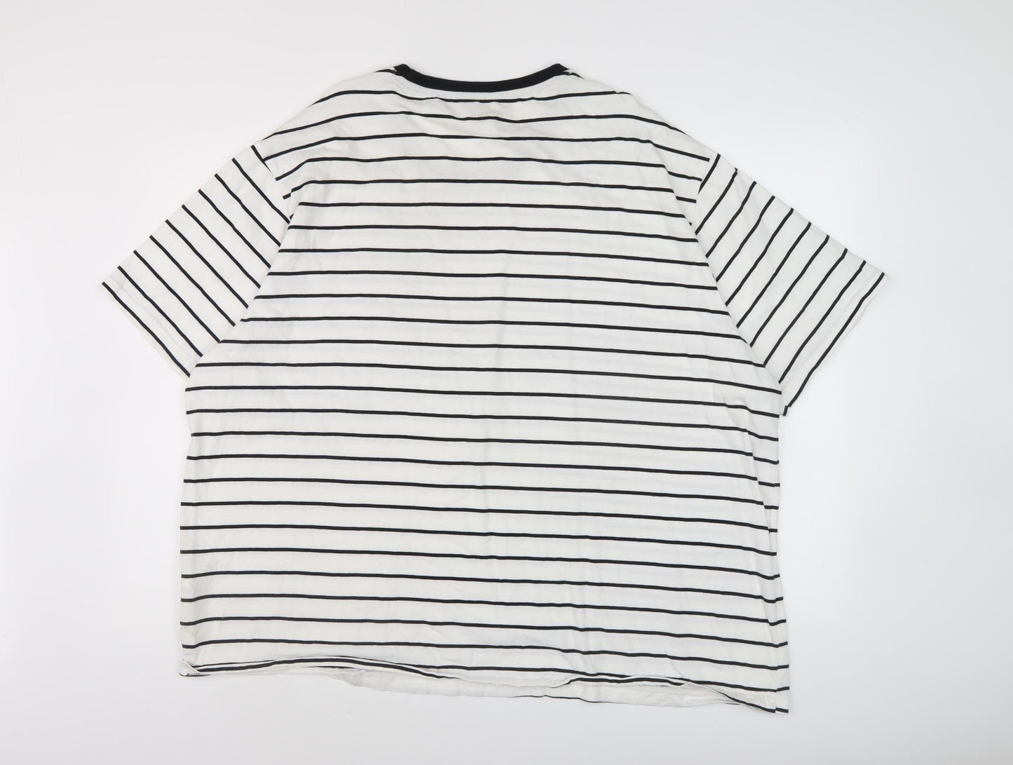 Jacamo Men's White Striped 2XL Cotton T-Shirt