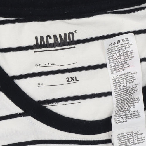 Jacamo Men's White Striped 2XL Cotton T-Shirt