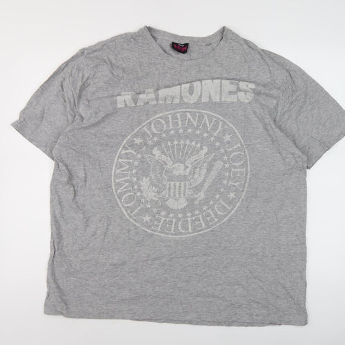 Ramones Men's XXL Grey Band T-Shirt, Iconic Graphic