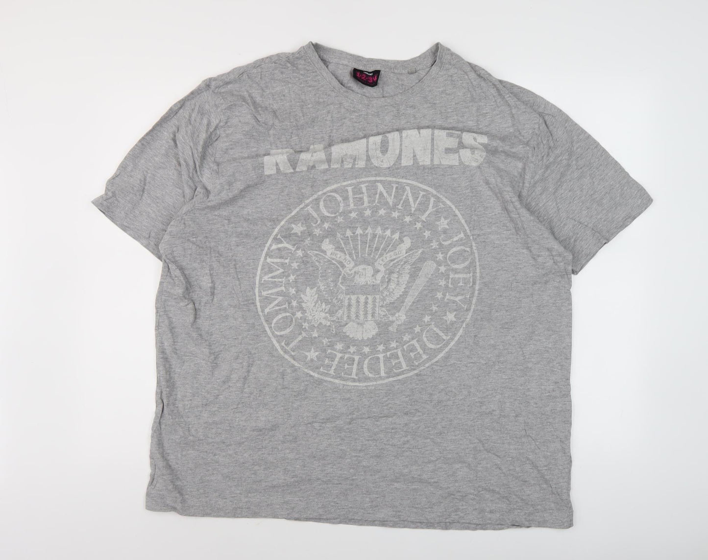 Ramones Men's XXL Grey Band T-Shirt, Iconic Graphic