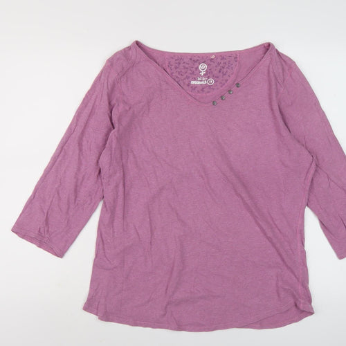 Fat Face Women's Purple V-Neck T-Shirt Size 18