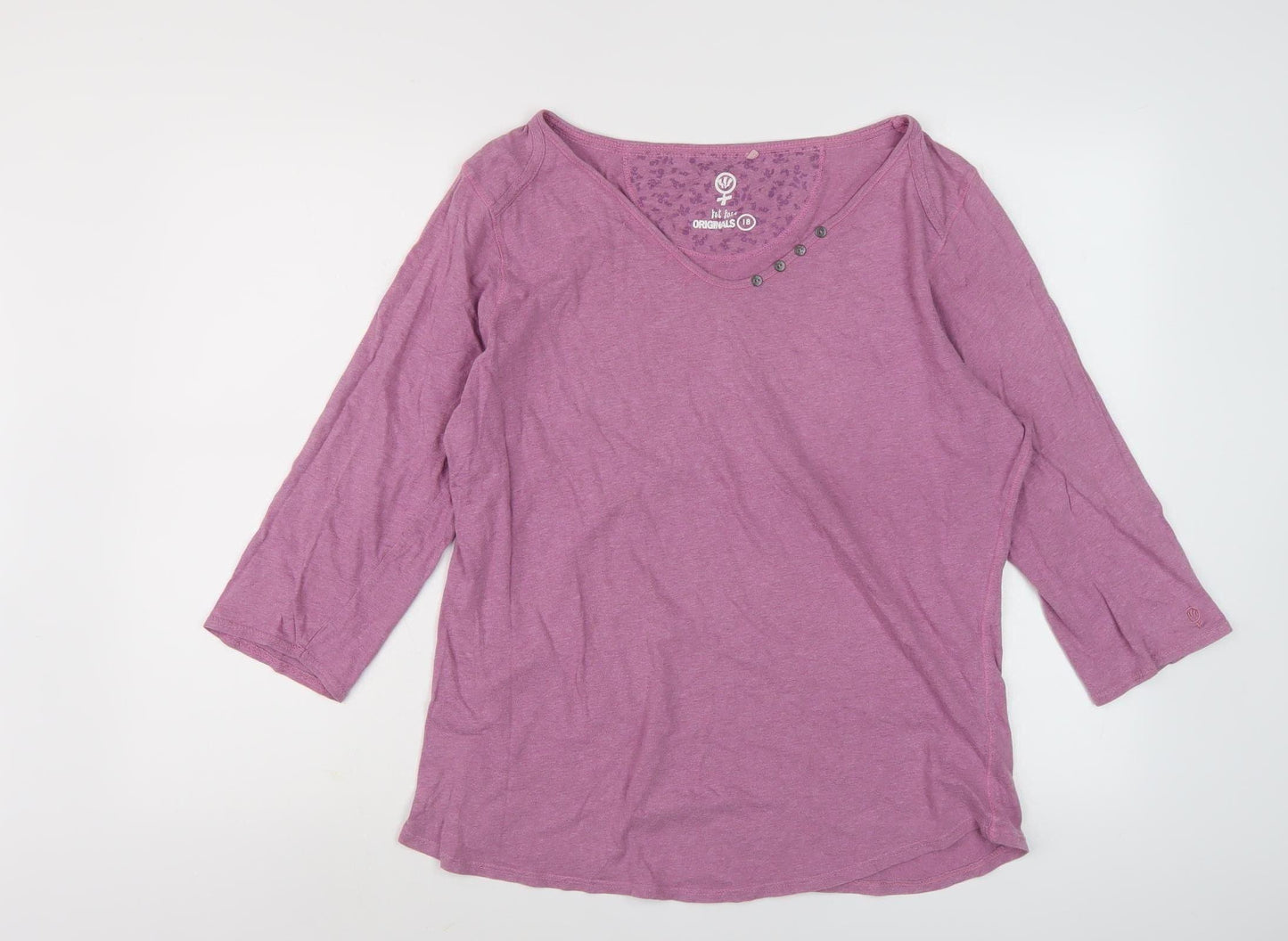 Fat Face Women's Purple V-Neck T-Shirt Size 18