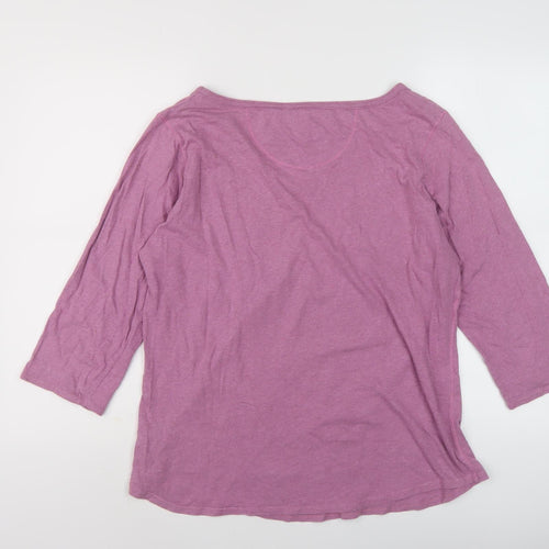 Fat Face Women's Purple V-Neck T-Shirt Size 18