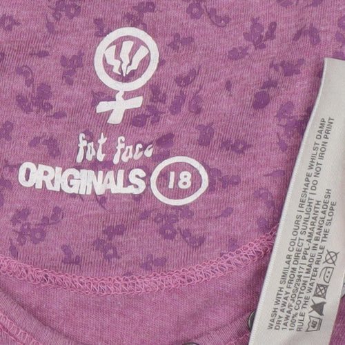 Fat Face Women's Purple V-Neck T-Shirt Size 18