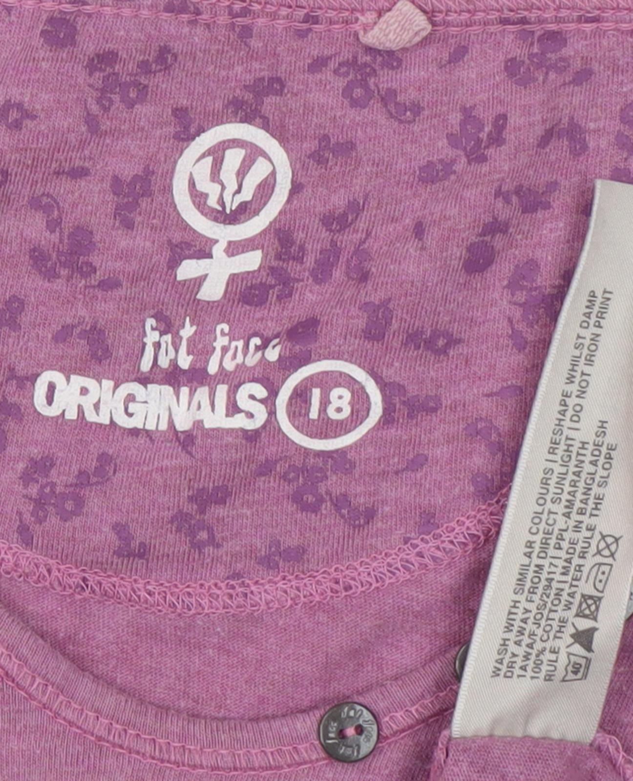 Fat Face Women's Purple V-Neck T-Shirt Size 18
