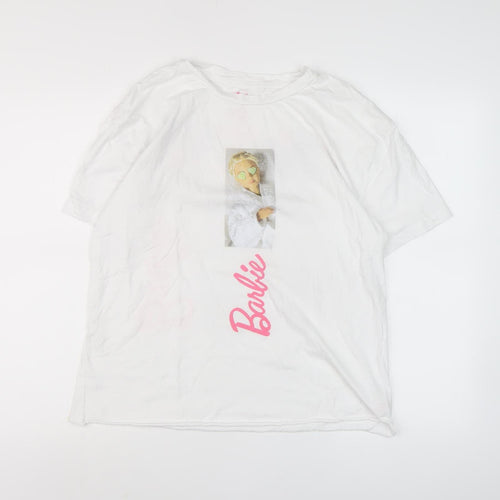 Barbie Women's White Graphic T-Shirt, Size M