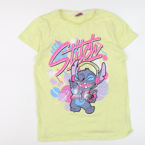 Disney Girls Yellow Stitch T-Shirt Age 14-15 Years Casual