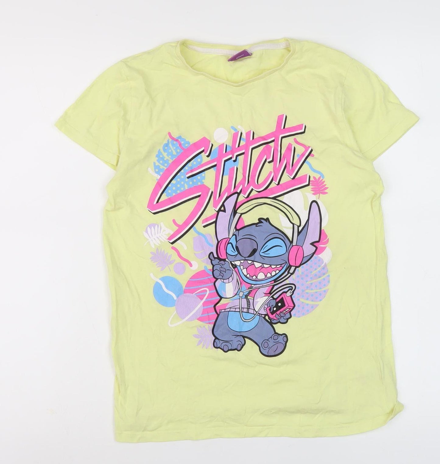 Disney Girls Yellow Stitch T-Shirt Age 14-15 Years Casual