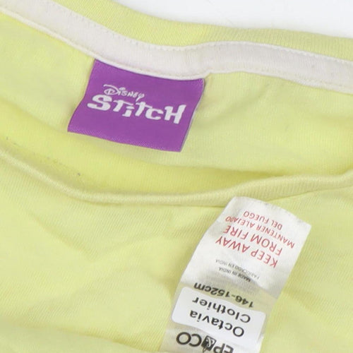 Disney Girls Yellow Stitch T-Shirt Age 14-15 Years Casual