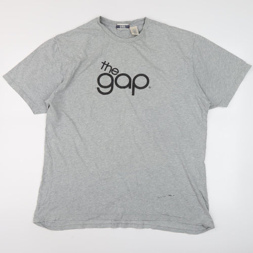 GAP Men's Grey T-Shirt XLT Crew Neck Logo